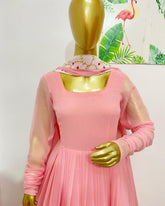 Rose pink georgette anarkali - kasumi.in